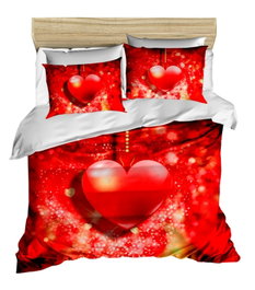 L'essentiel linge de maison Juego de Fundas de Edredón Doble con Impresión 3D, Rojo, Blanco y Amarillo